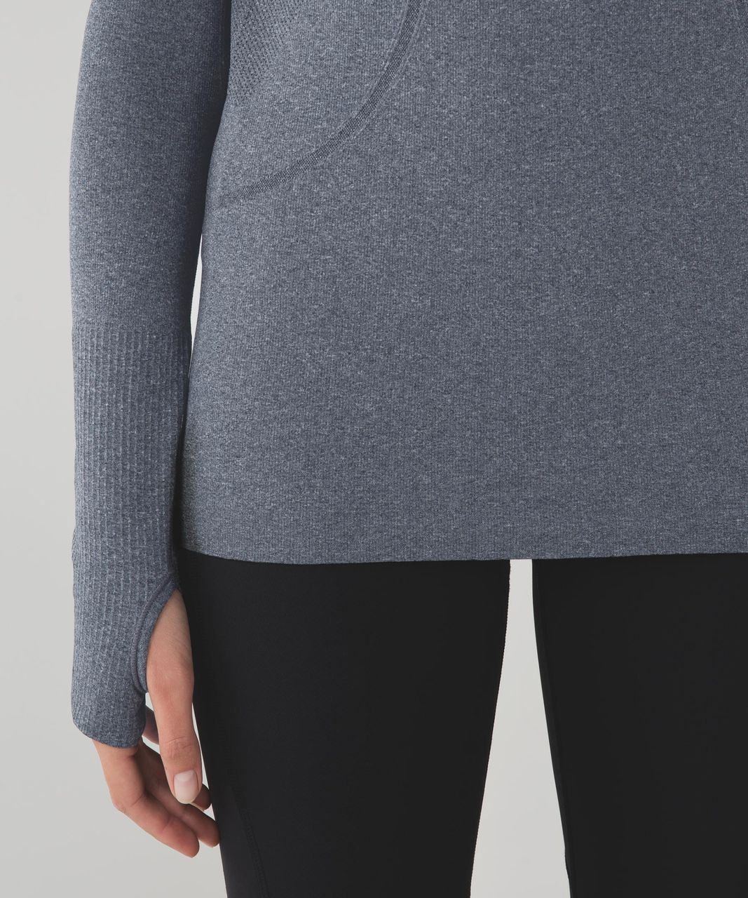 Lululemon Run:  Swiftly Tech Long Sleeve Scoop - Heathered Black