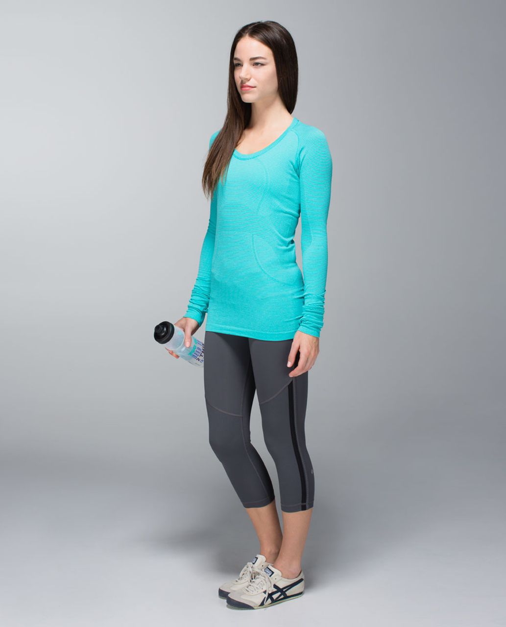 Lululemon Run:  Swiftly Tech Long Sleeve Scoop - Heathered Blue Tropics