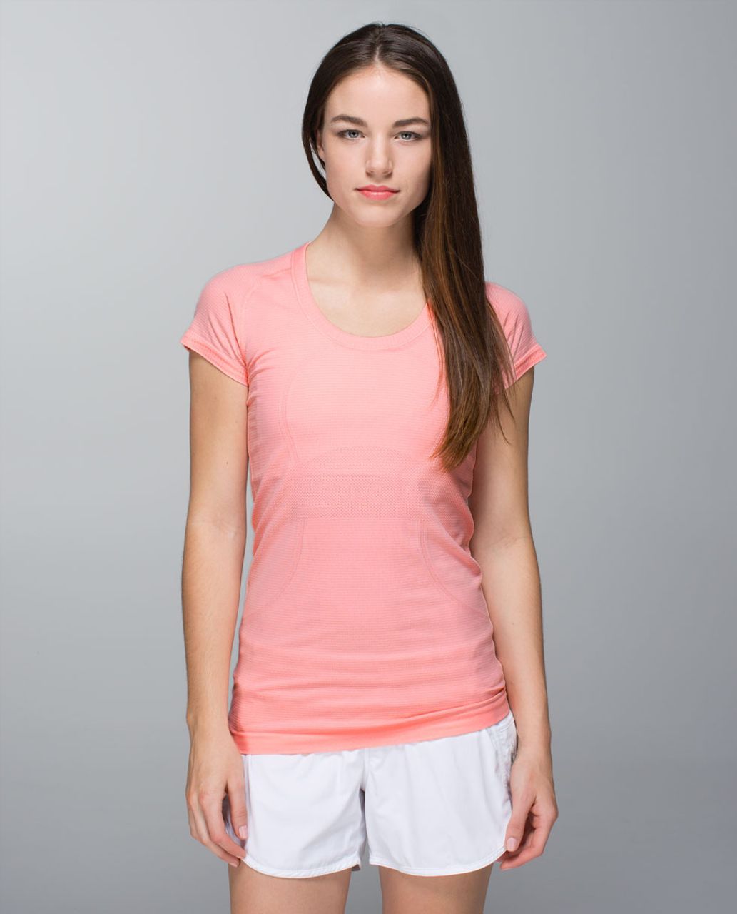 Lululemon Run:  Swiftly Tech Short Sleeve Scoop - Heathered Bleached Coral