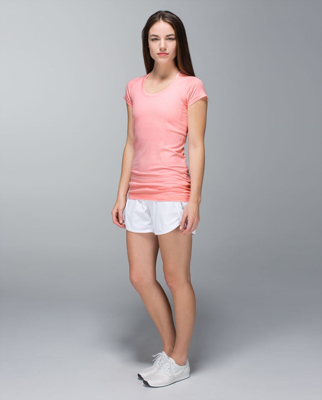 Lululemon Run:  Swiftly Tech Short Sleeve Scoop - Heathered Bleached Coral