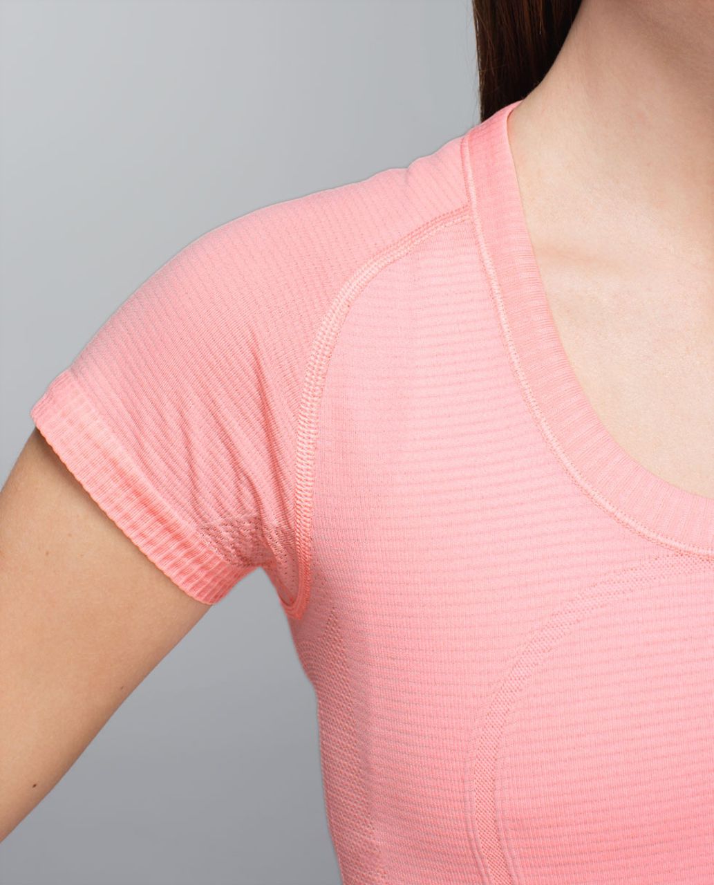 Lululemon Run:  Swiftly Tech Short Sleeve Scoop - Heathered Bleached Coral