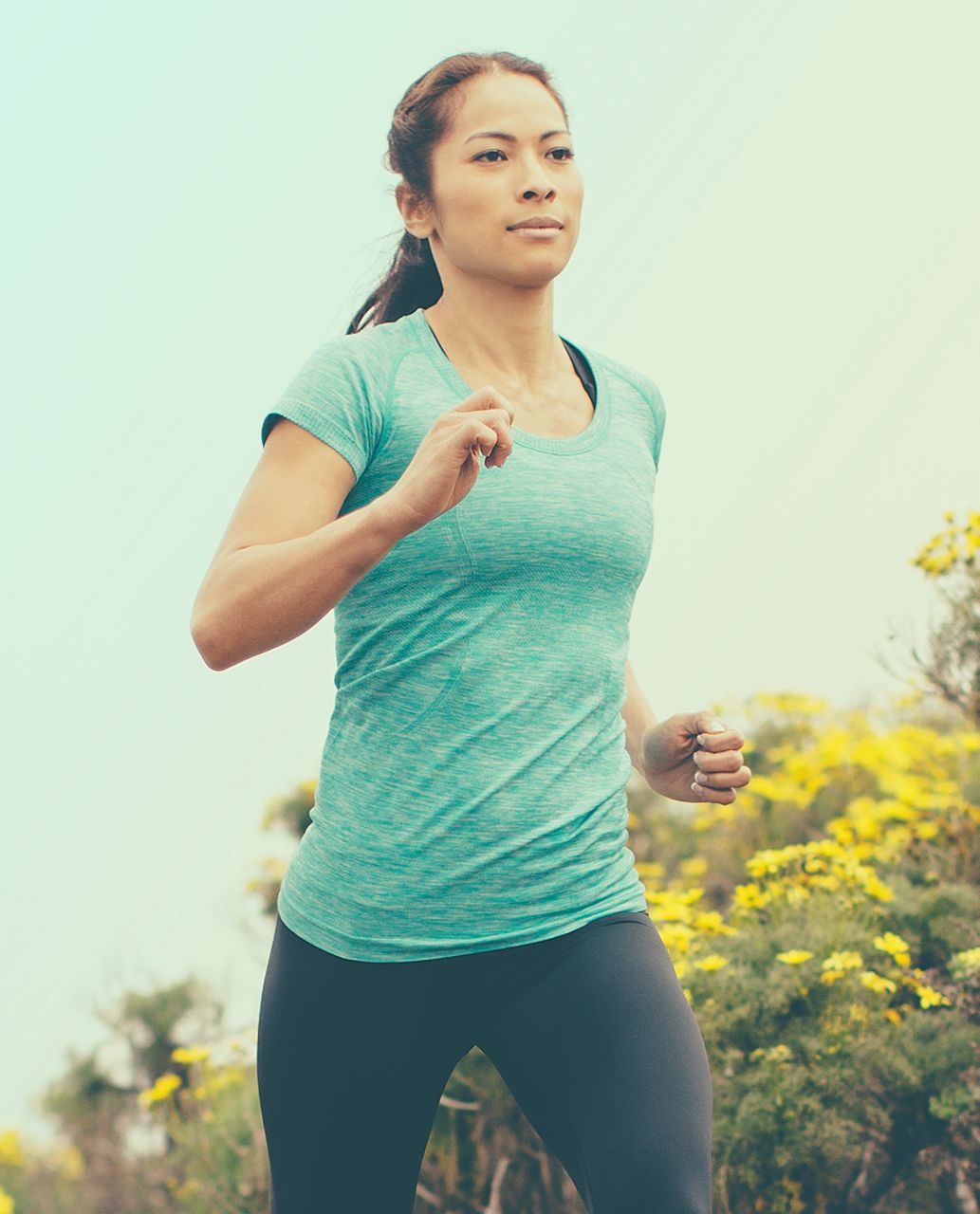 Lululemon Run:  Swiftly Tech Short Sleeve Scoop - Heathered Blue Tropics