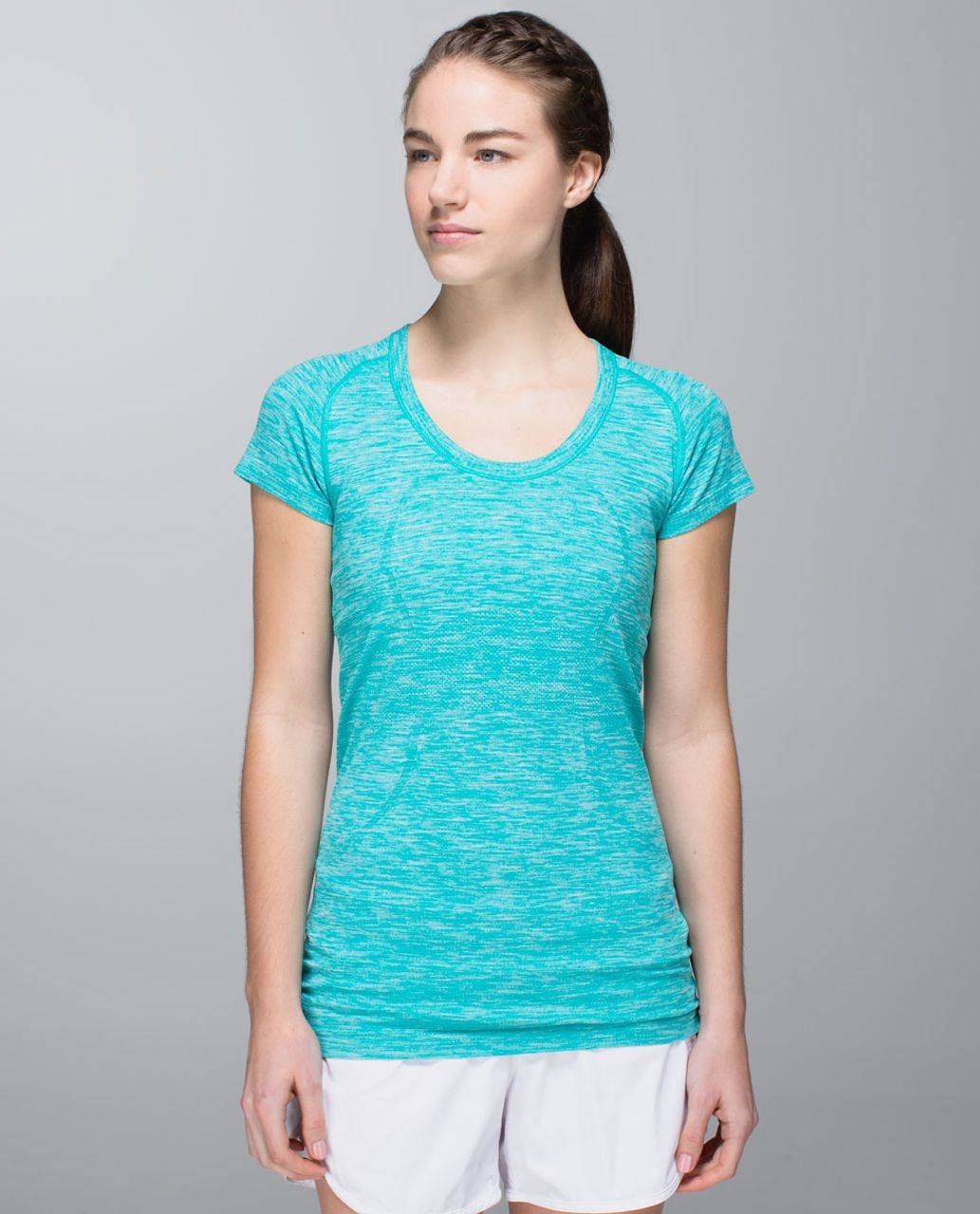 Lululemon Run:  Swiftly Tech Short Sleeve Scoop - Heathered Blue Tropics