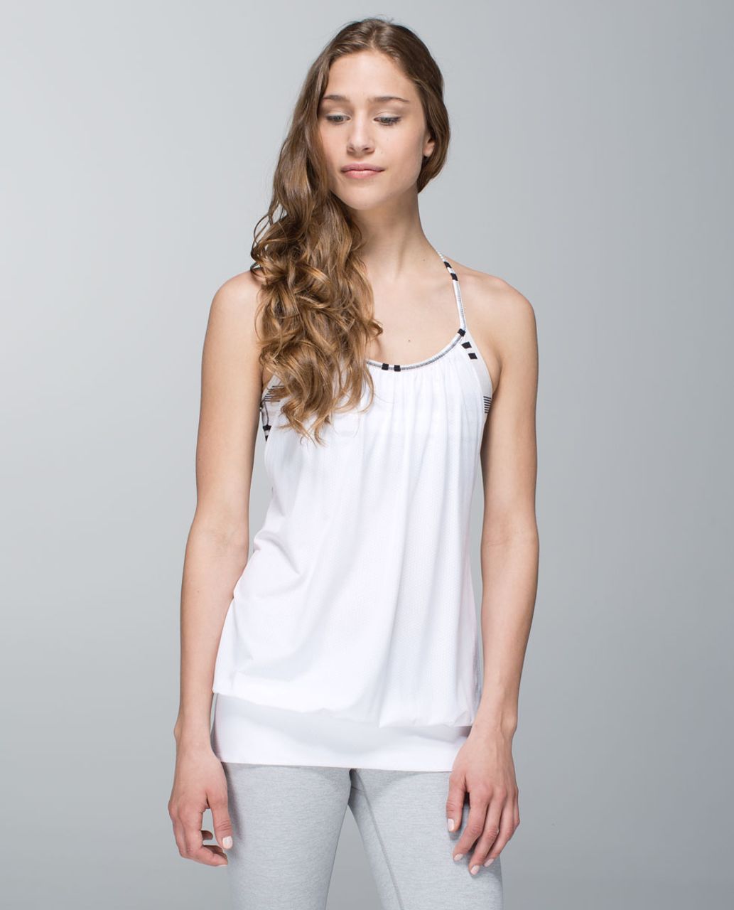 Lululemon No Limits Tank - White / Groovy Stripe Static Wave Dune / Dune