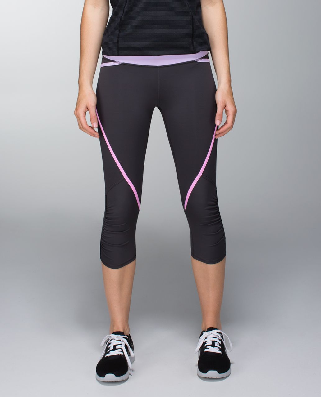 Lululemon Run:  Pace Crop - Soot / Pretty Purple