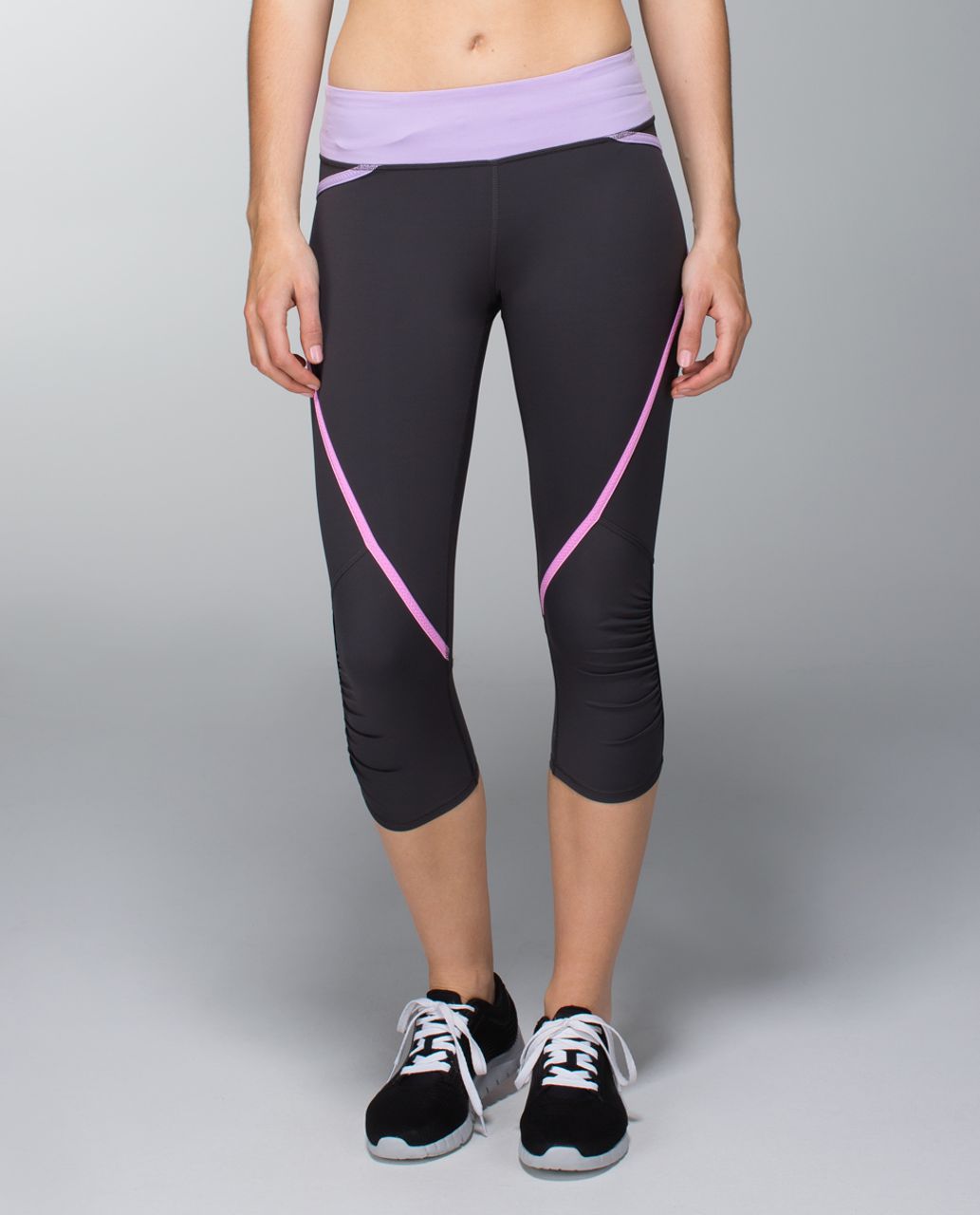 Lululemon Run:  Pace Crop - Soot / Pretty Purple