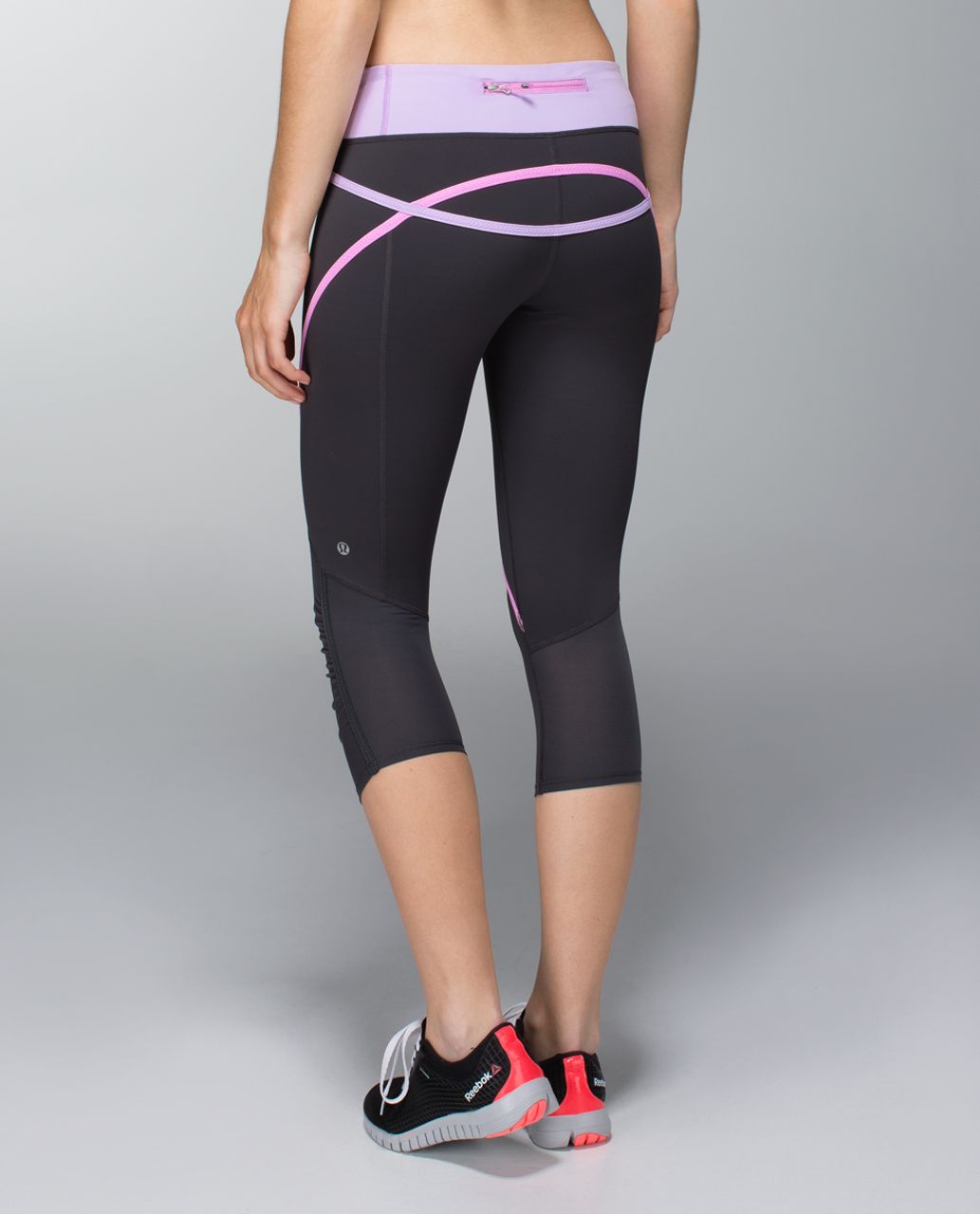 Lululemon Run:  Pace Crop - Soot / Pretty Purple