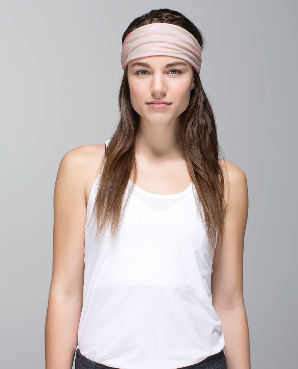 Lululemon Bang Buster Headband *Reversible - Pop Stripe Heathered Dune / Bleached Coral