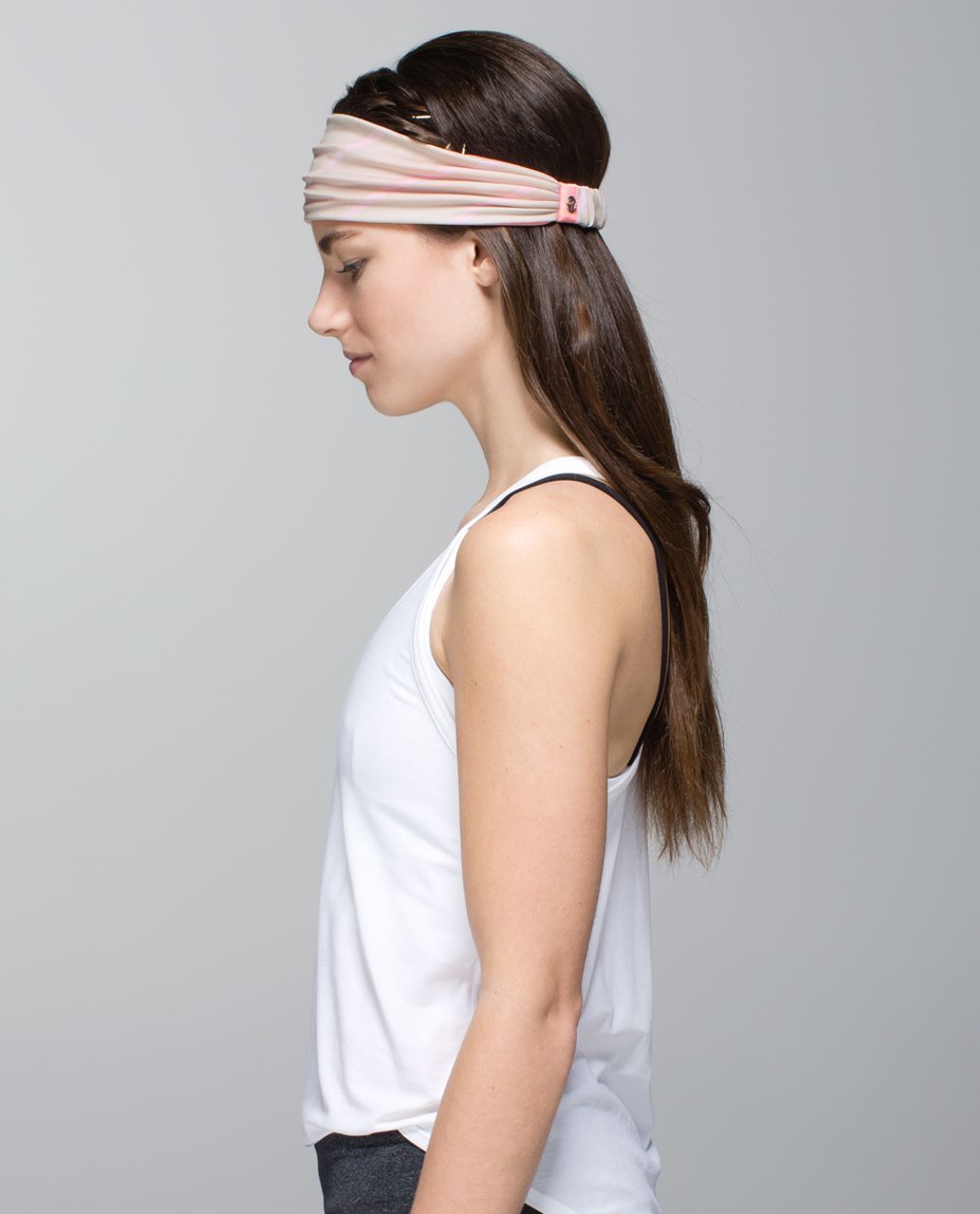 Lululemon Bang Buster Headband *Reversible - Pop Stripe Heathered Dune / Bleached Coral