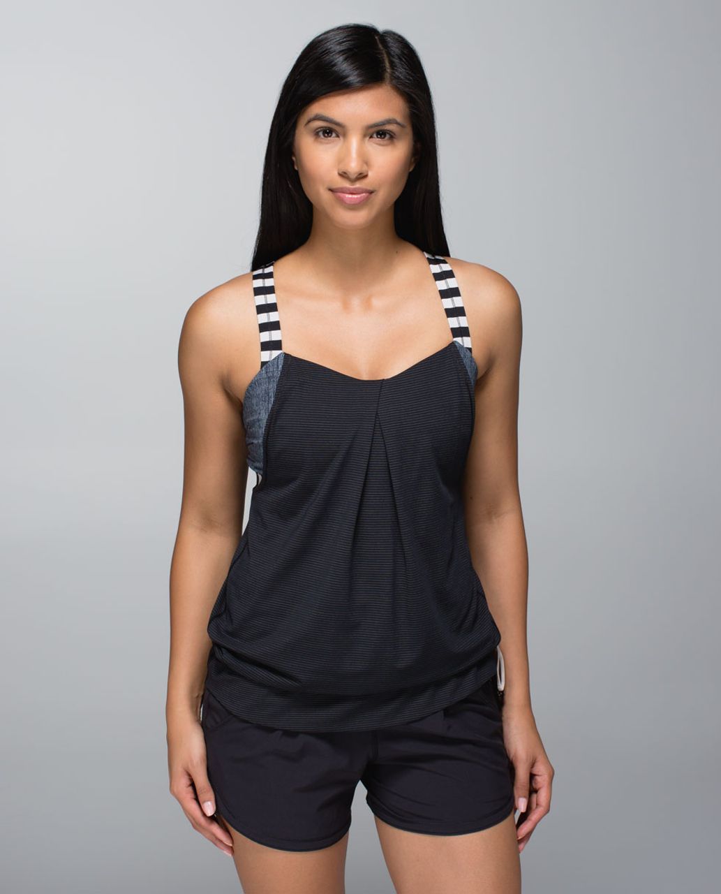 Lululemon Rest Less Tank - Black / Burlap Texture Black Dune / Apex Stripe Black Dune