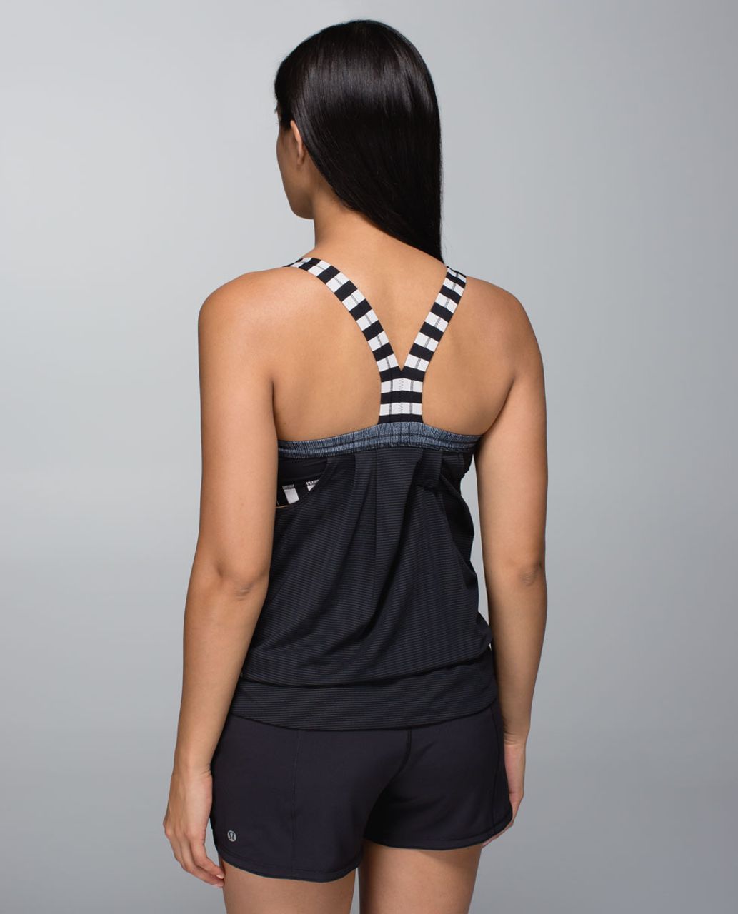 Lululemon Rest Less Tank - Black / Burlap Texture Black Dune / Apex Stripe Black Dune