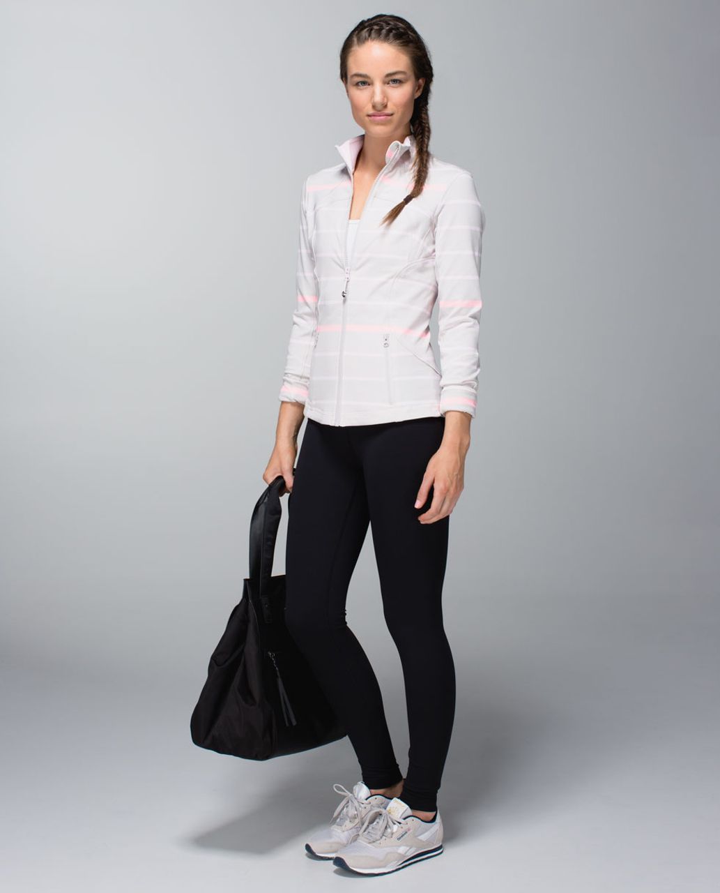 Lululemon white herringbone forme jacket heathered paris pink speed shorts  - Agent Athletica