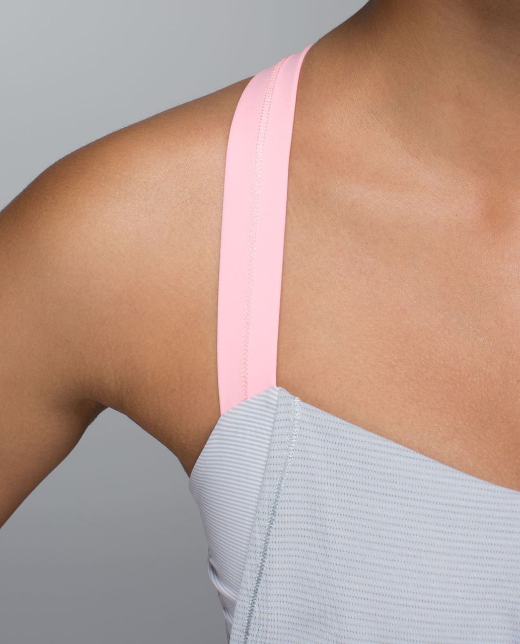 Lululemon Rest Less Tank - Heathered Light Grey / Wee Stripe White Silver Spoon / Bleached Coral