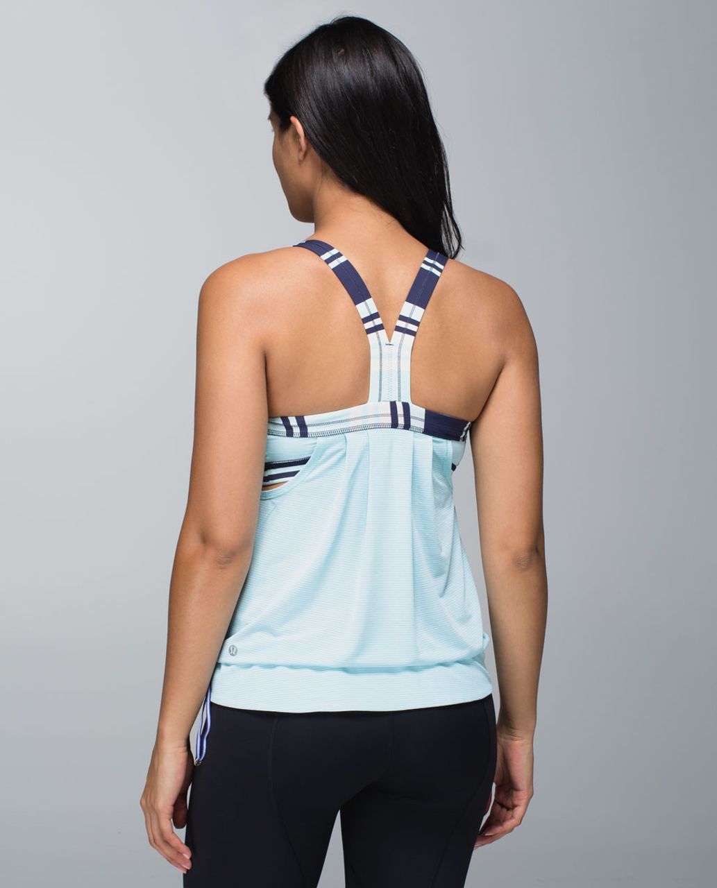 Lululemon Rest Less Tank - Heathered Aquamarine / Groovy Stripe Cadet Blue