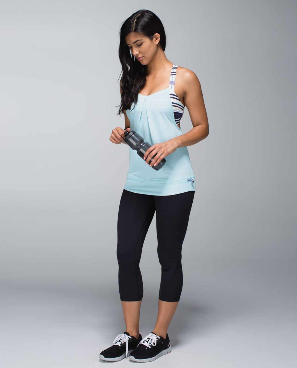 Lululemon Rest Less Tank - Heathered Aquamarine / Groovy Stripe Cadet Blue