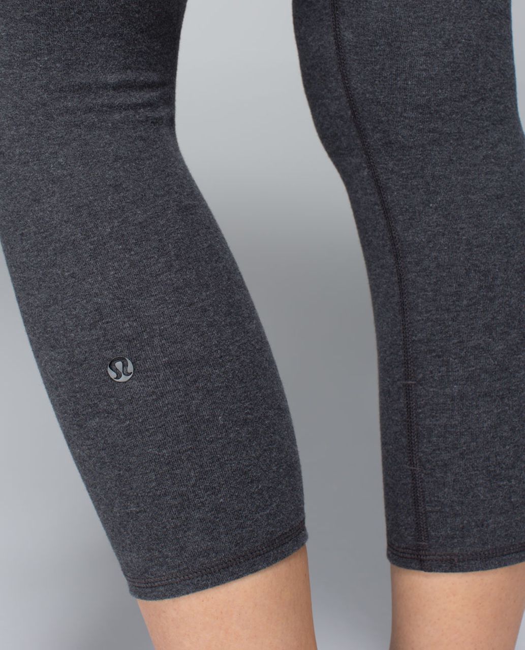 Lululemon Wunder Under Crop *Cotton (Roll Down) - Heathered Black