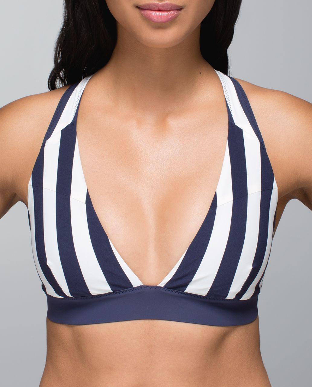 Lululemon Shanti Surf Cross Back Top - Small Steep Stripe Printed Cadet Blue / Cadet Blue