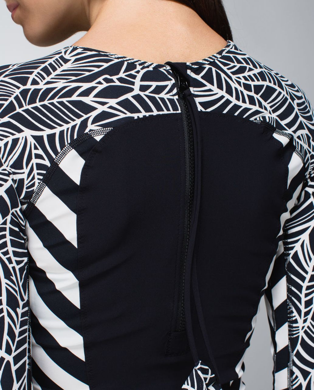 Lululemon Shanti Surf Rash Guard - Black / Small Steep Stripe Printed Black / Pretty Palm Black Angel Wing