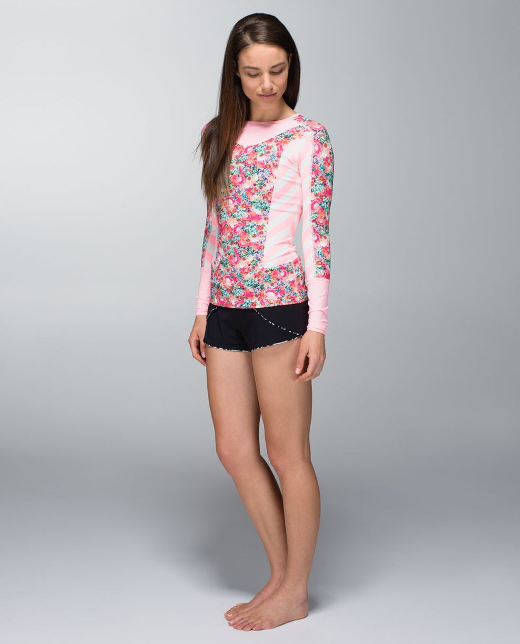 Lululemon Shanti Surf Rash Guard - Flowabunga Mini Multi / Small Steep Stripe Printed Bleached Coral