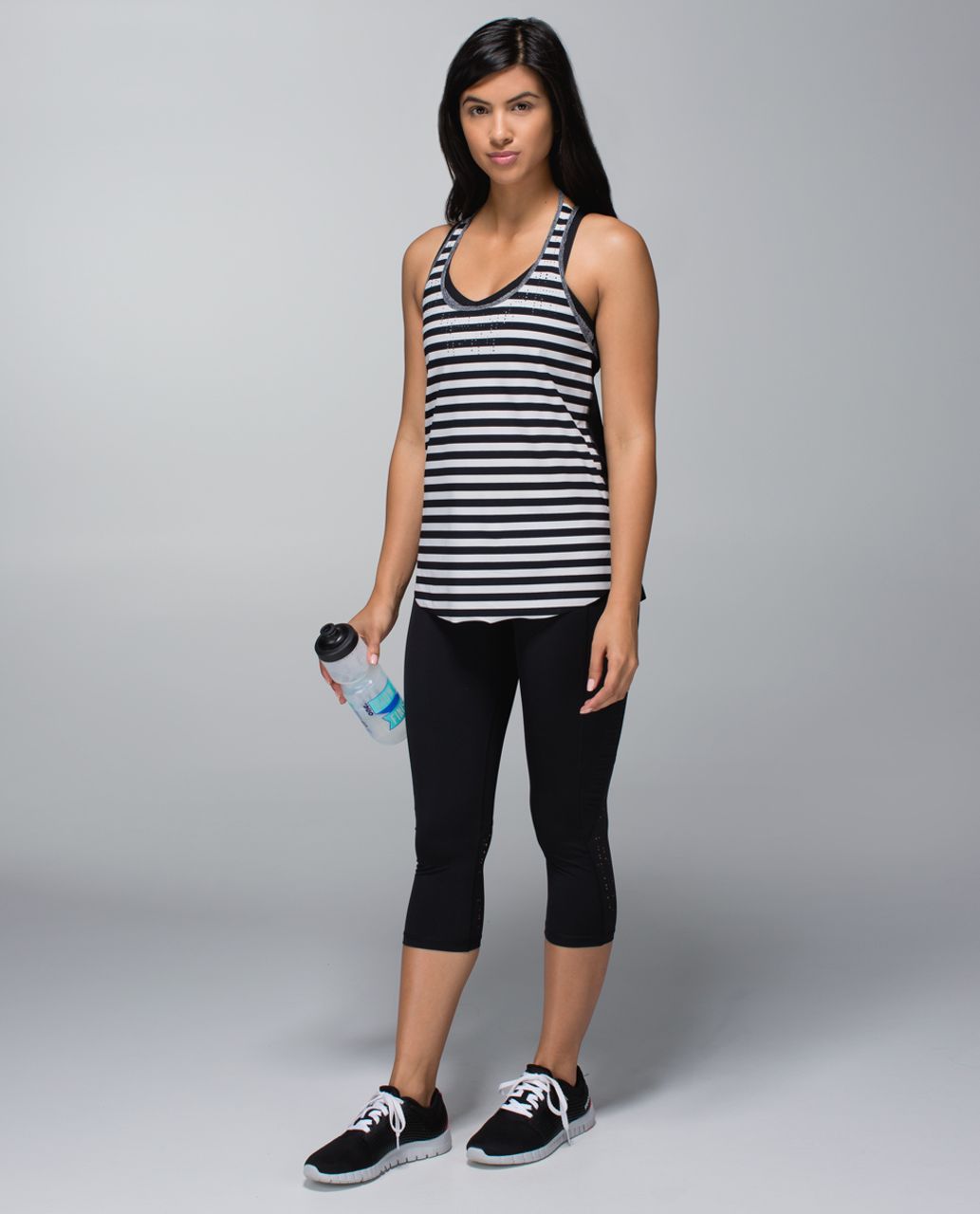 Lululemon Water Bound Singlet - Apex Stripe Printed Black Dune / Black / Burlap Texture Black Dune