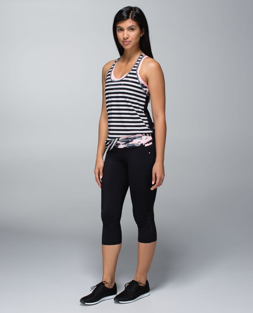 Lululemon Water Bound Crop - Black / Wamo Camo Barely Pink / Bleached Coral