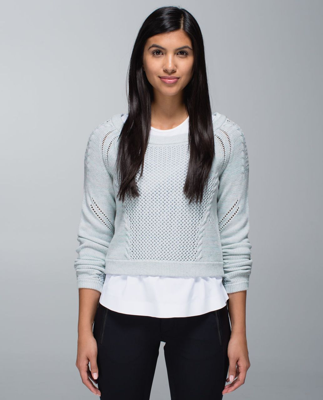 Lululemon Be Present Pullover - White / Barely Pink / Aquamarine / Silver  Spoon - lulu fanatics