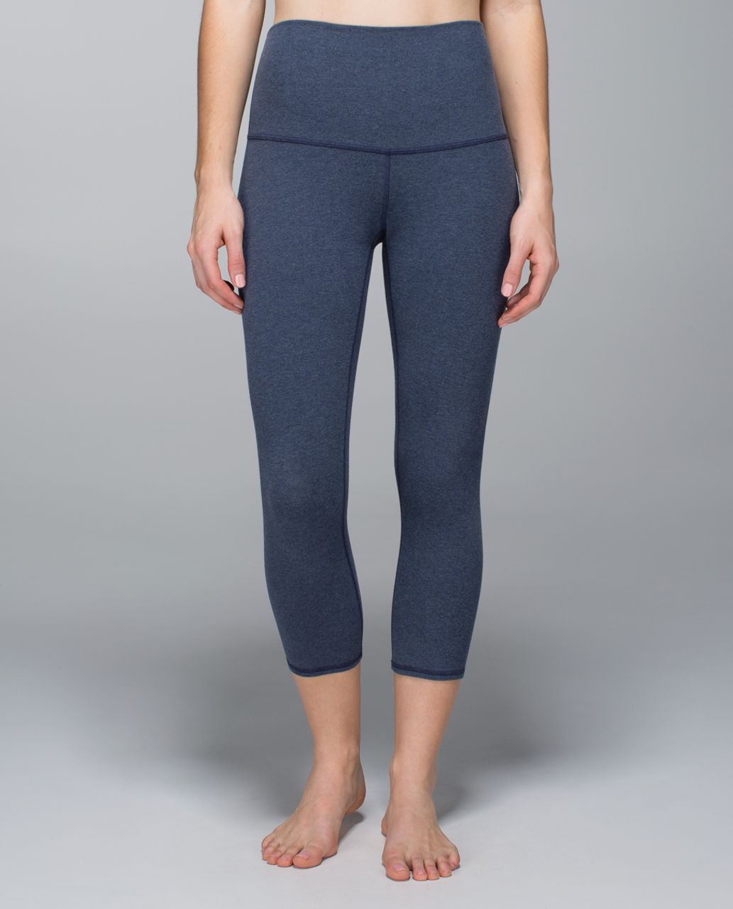 Lululemon Wunder Under Crop *Cotton (Roll Down) - Heathered Cadet Blue