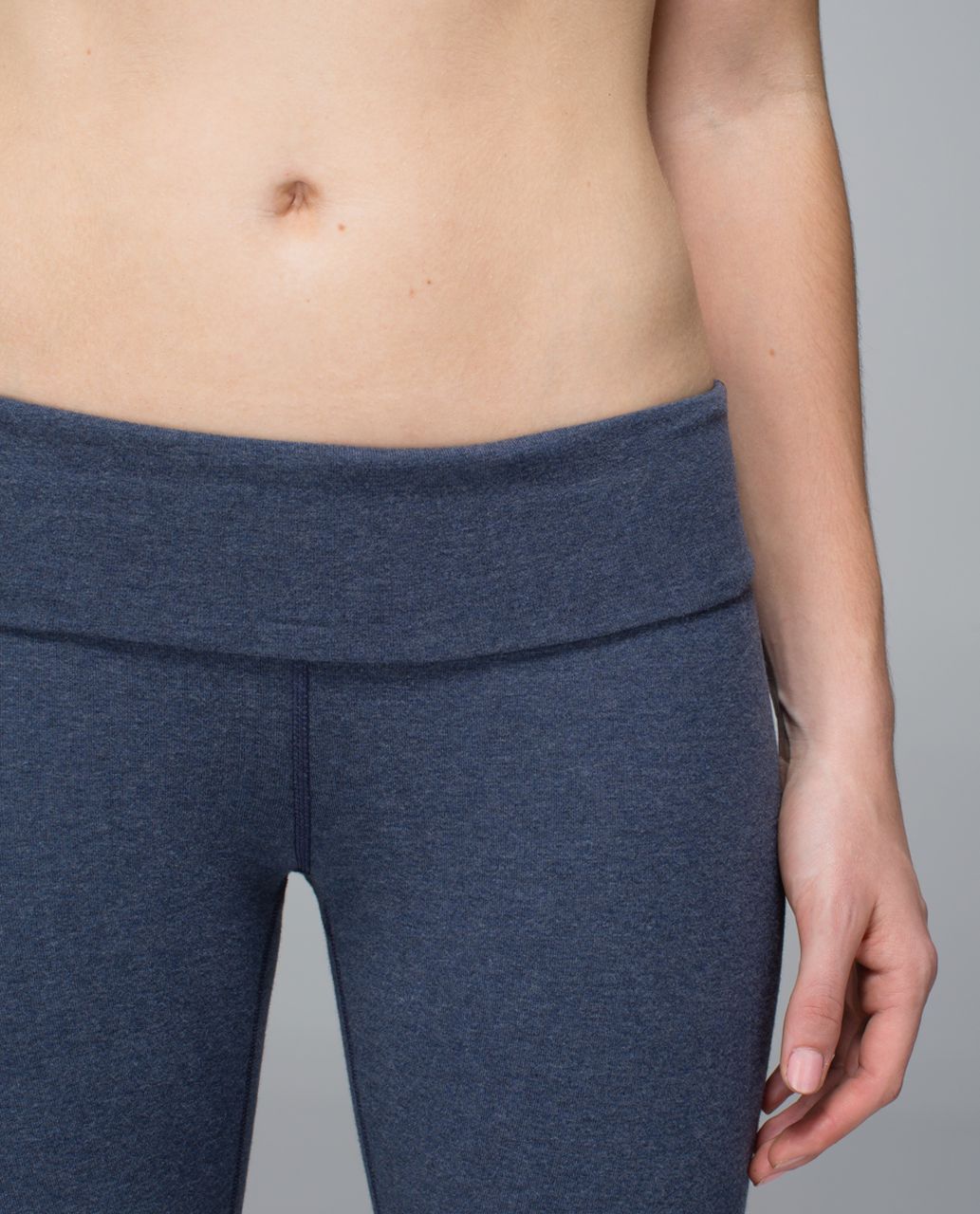 Lululemon Wunder Under Crop *Cotton (Roll Down) - Heathered Cadet Blue