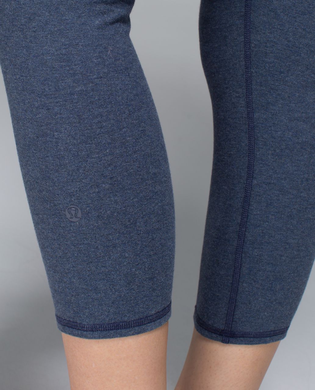 Lululemon Wunder Under Crop *Cotton (Roll Down) - Heathered Cadet Blue