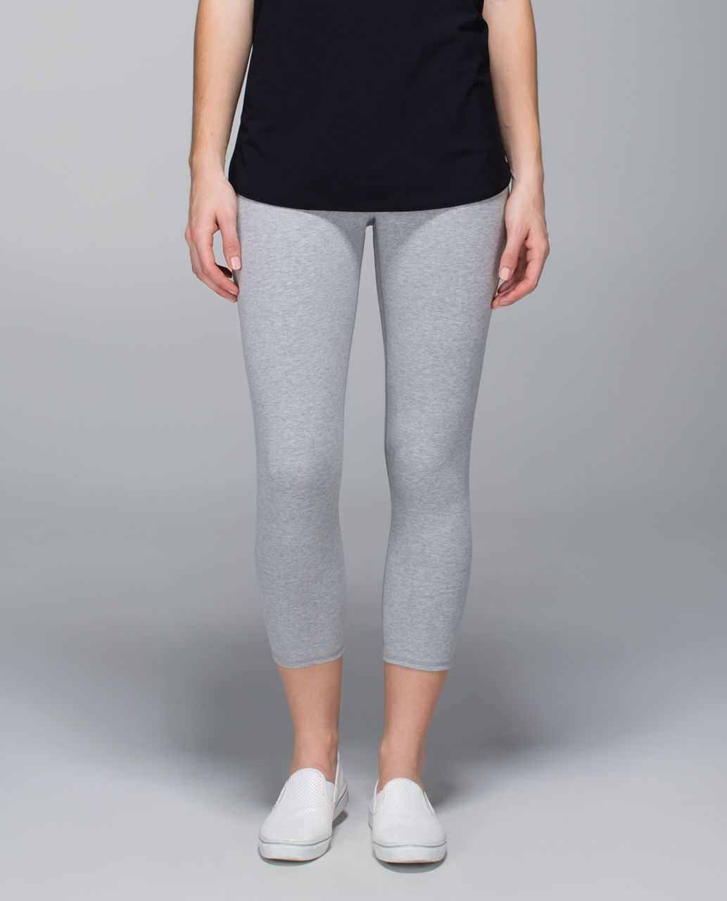 Lululemon Wunder Under Crop *Cotton (Roll Down) - Heathered Medium