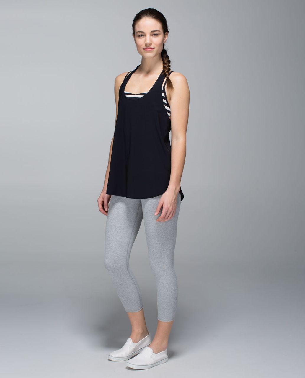 Lululemon Wunder Under Crop *Cotton (Roll Down) - Heathered Medium