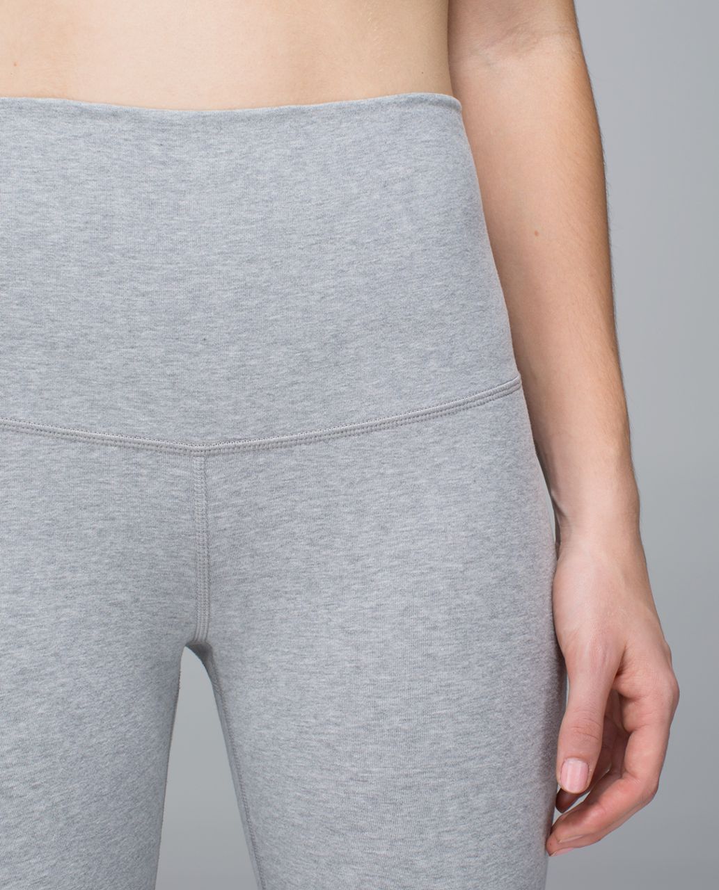 Lululemon Wunder Under Crop *Cotton (Roll Down) - Heathered Medium Grey / Heathered Light Grey