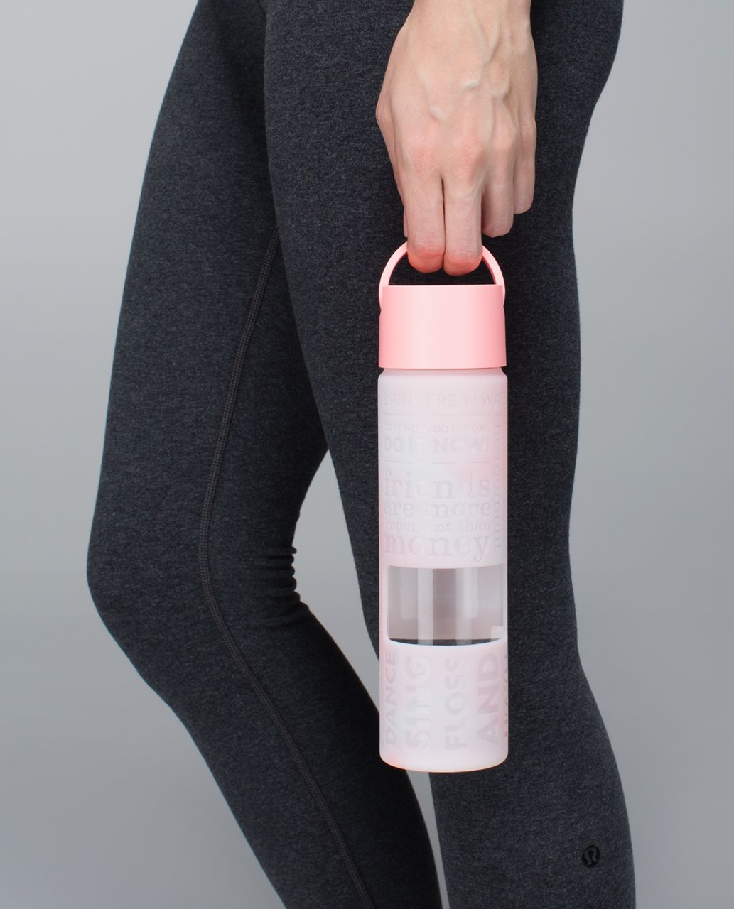 Lululemon Pure Focus Glass Water Bottle - Barely Pink / Bleached Coral / Bleached Coral