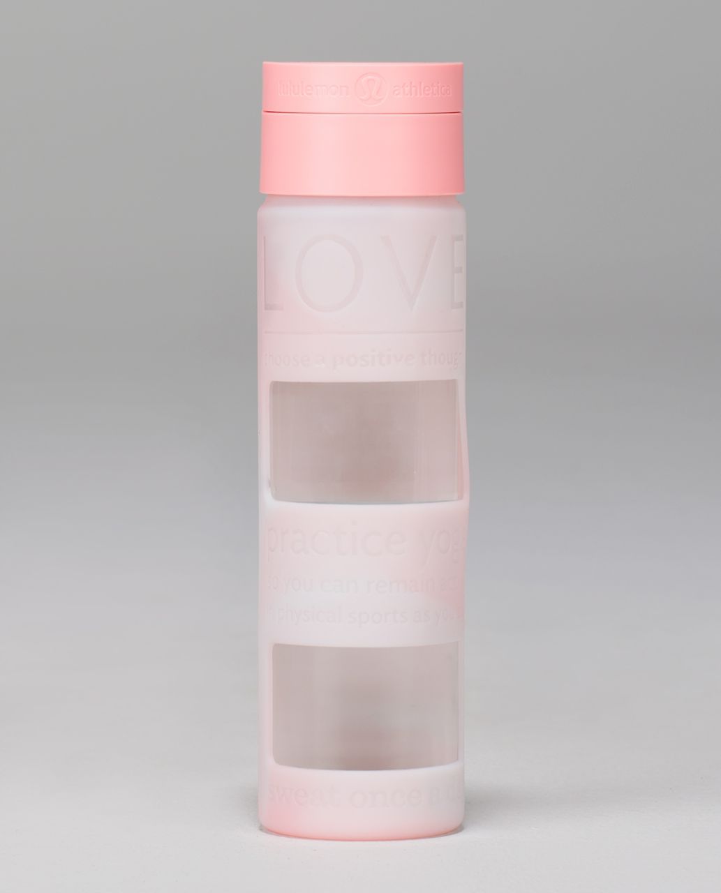 Lululemon Pure Focus Glass Silicone Polka Dot Water Bottle Tumbler Hot Pink