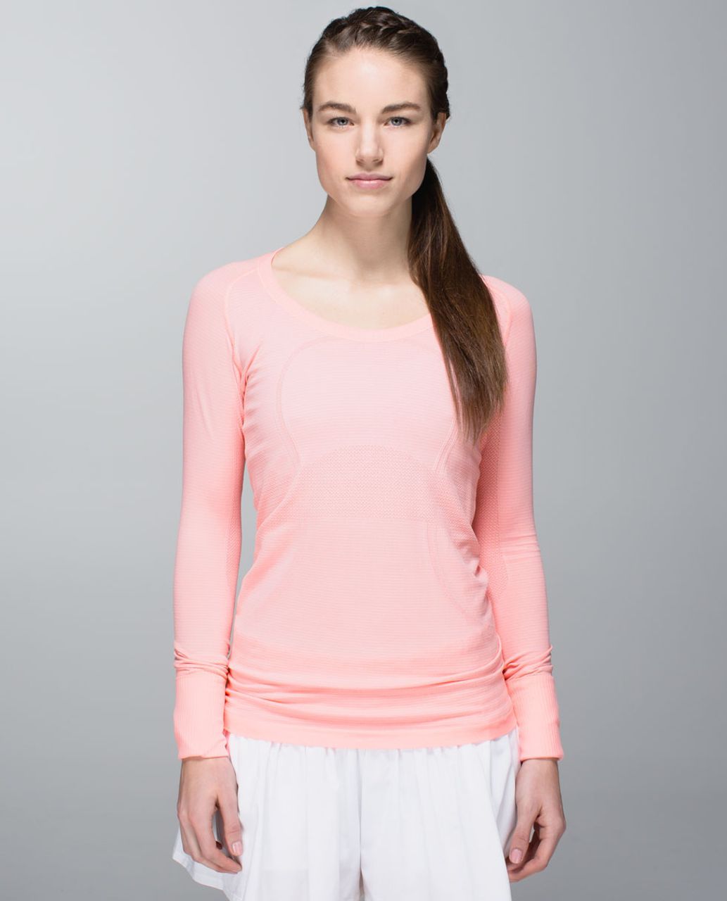 Lululemon Run:  Swiftly Tech Long Sleeve Scoop - Bleached Coral