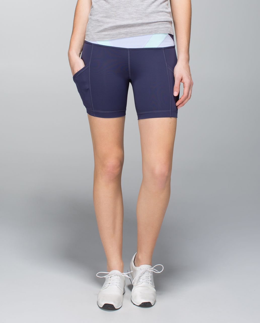 Lululemon Run:  Dart & Dash Short *Block-It Pocket - Cadet Blue / Su14 Quilt 29