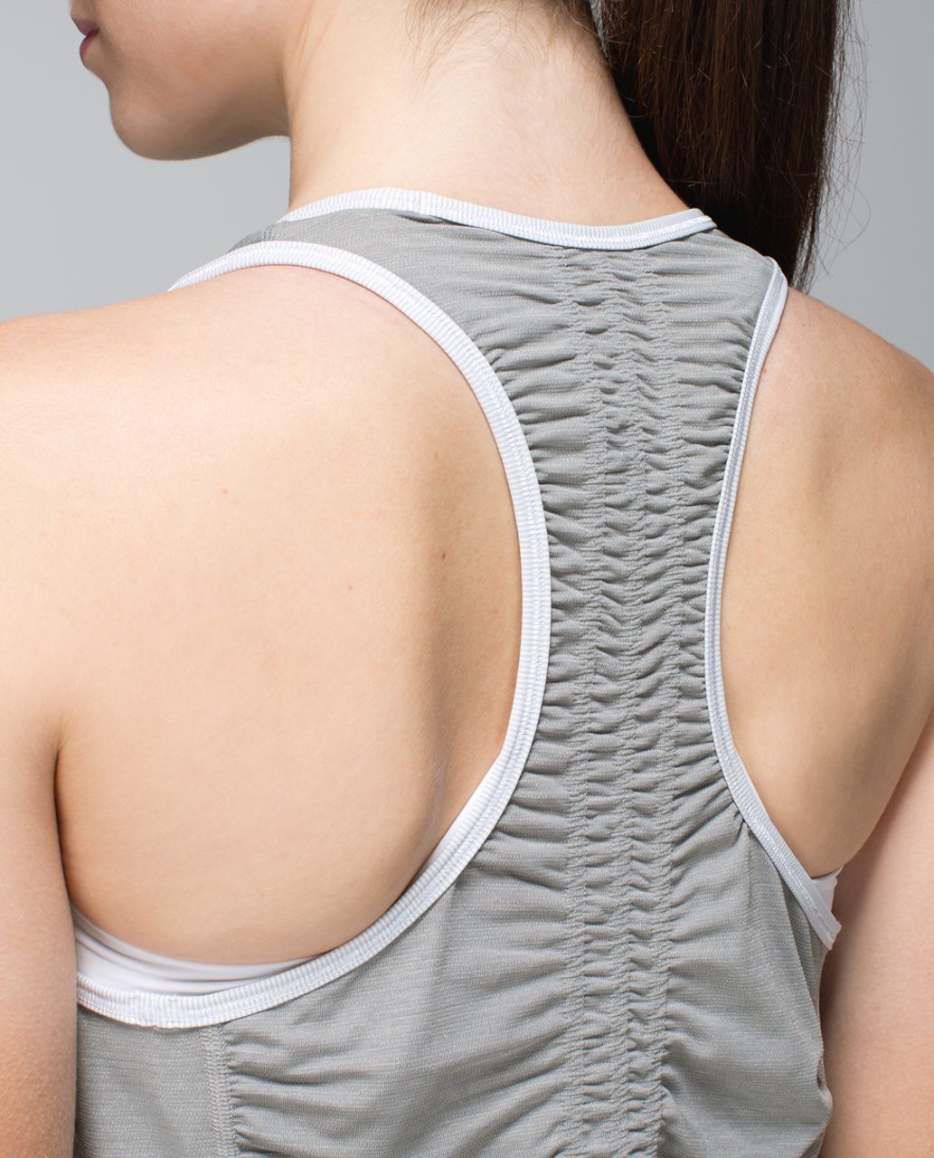 Lululemon Runner Up Tank - Heathered Medium Grey / Wee Stripe White Silver Spoon