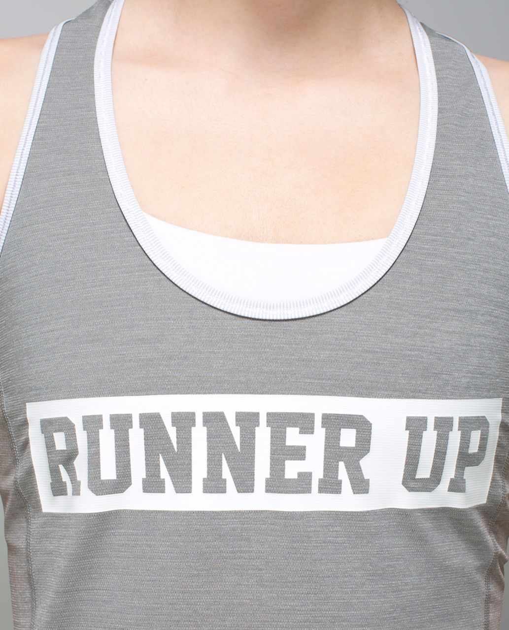 Lululemon Runner Up Tank - Heathered Medium Grey / Wee Stripe White Silver Spoon