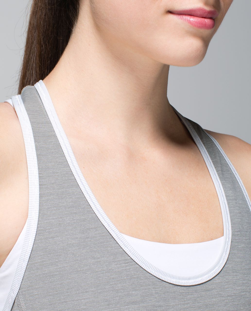 Lululemon Runner Up Tank - Heathered Medium Grey / Wee Stripe White Silver Spoon