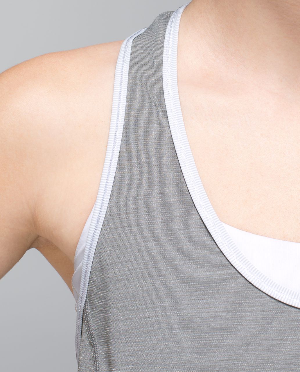 Lululemon Runner Up Tank - Heathered Medium Grey / Wee Stripe White ...