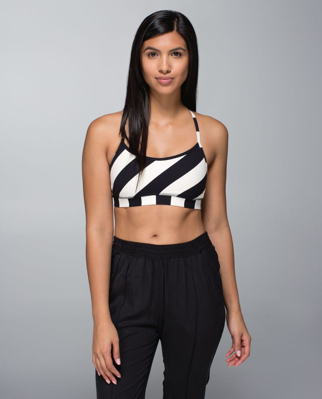 Lululemon Flow Y Bra IV - Steep Stripe Black Horizontal / Black