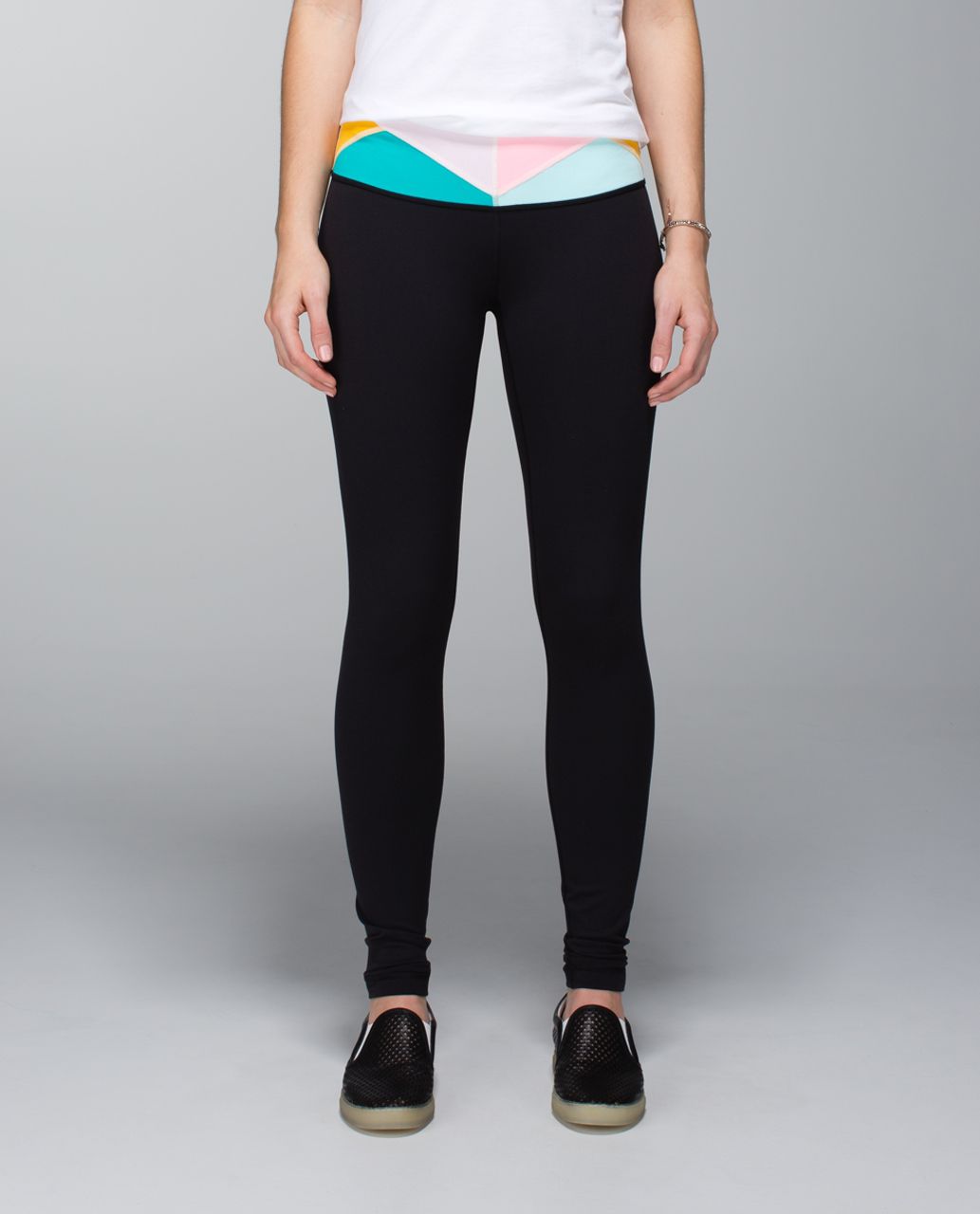 Lululemon Wunder Under Pant *Full-On Luon (Roll Down) - Heat Wave White  Black - lulu fanatics