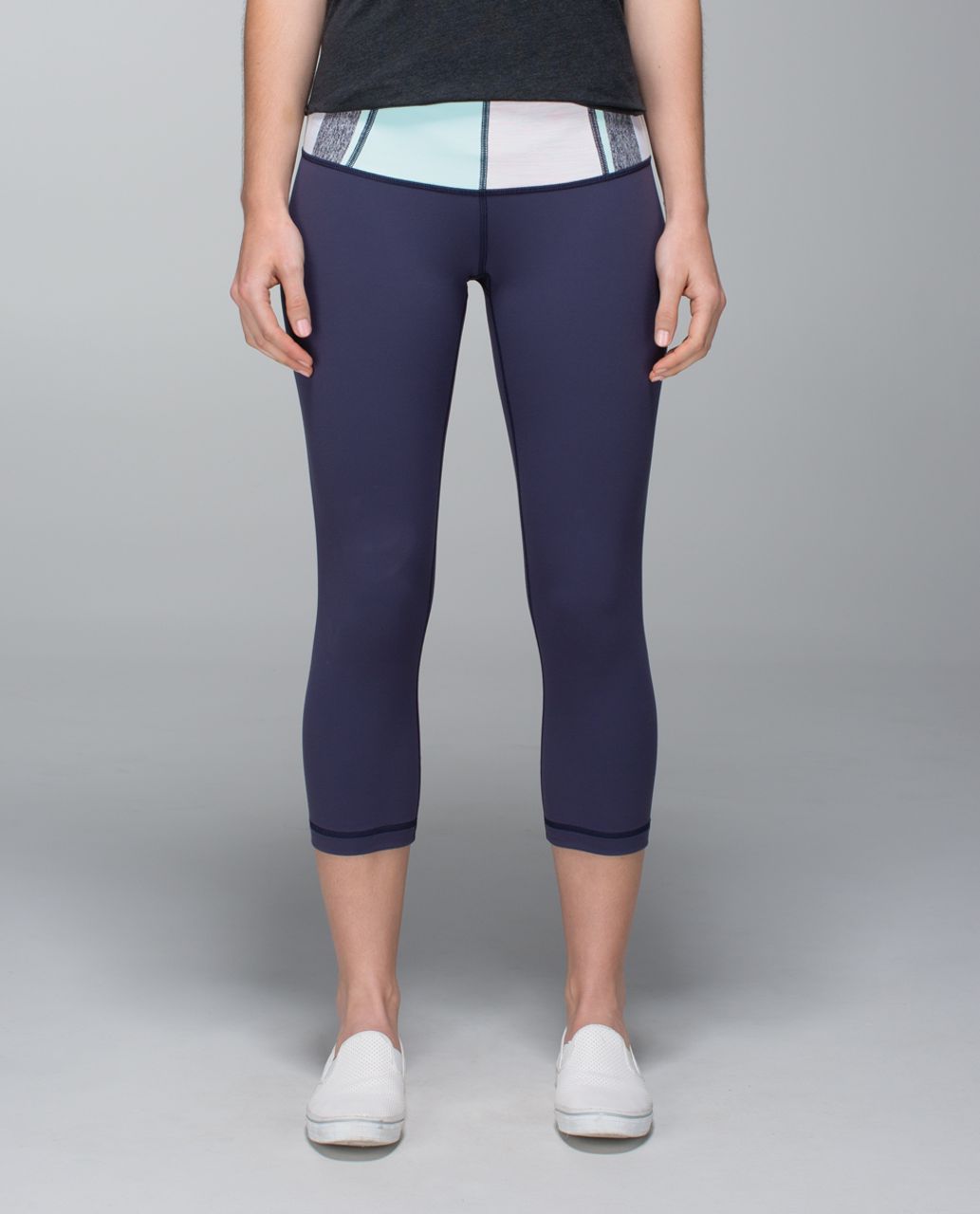 Lululemon Wunder Under Crop *Full-On Luon - Cadet Blue / Su14 Quilt 7