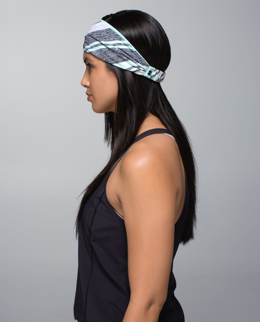 Lululemon Bang Buster Headband *Reversible - Groovy Stripe Static Wave Cadet Blue / Aquamarine