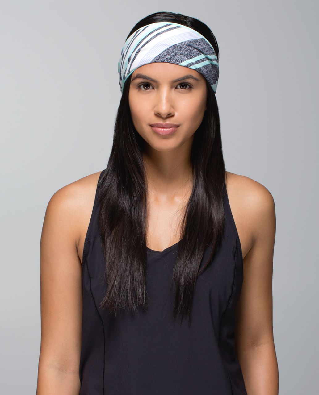 Lululemon Bang Buster Headband *Reversible - Groovy Stripe Static Wave Cadet Blue / Aquamarine