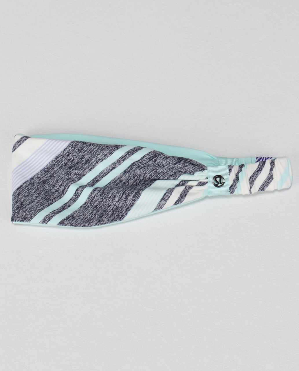 Lululemon Bang Buster Headband *Reversible - Groovy Stripe Static Wave Cadet Blue / Aquamarine