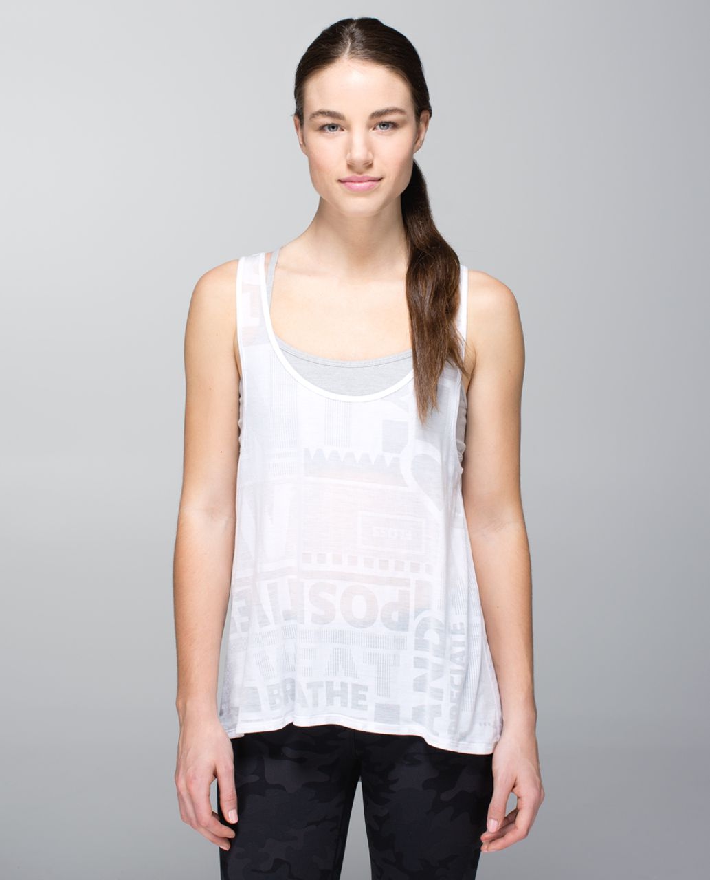 Lululemon Next To Nothing Tank - Exploded Manifesto Pop Block Burnout White / White