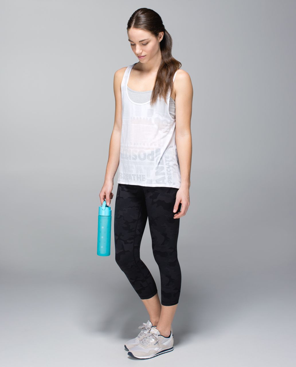 Lululemon Next To Nothing Tank - Exploded Manifesto Pop Block Burnout White / White