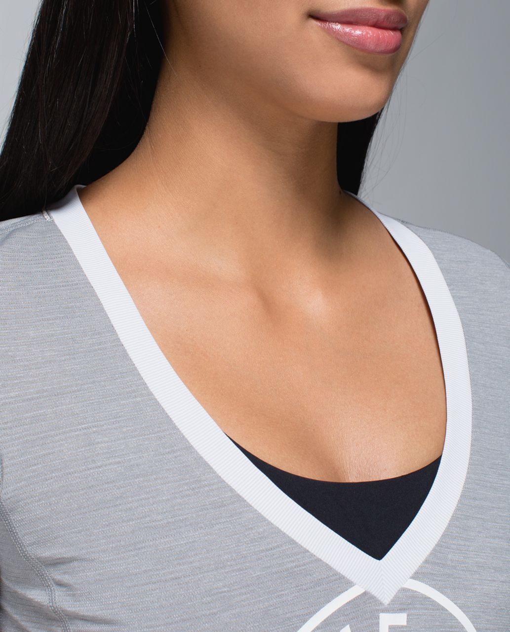 Lululemon Runner Up Short Sleeve - Heathered Medium Grey / Wee Stripe White Silver Spoon