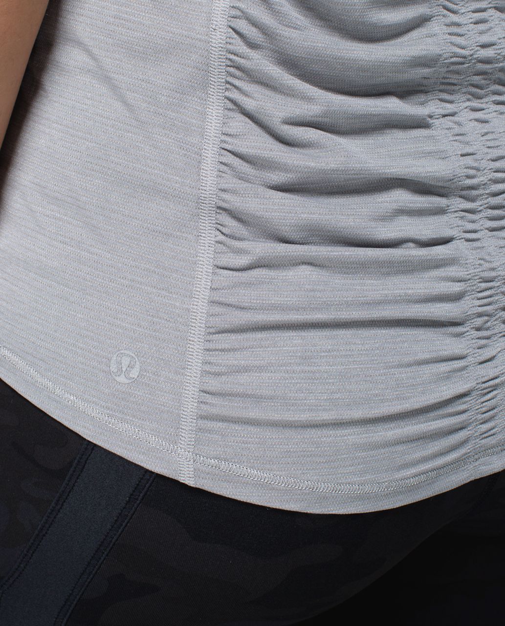 Lululemon Runner Up Short Sleeve - Heathered Medium Grey / Wee Stripe White Silver Spoon